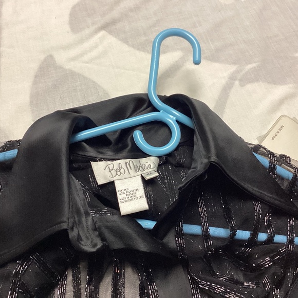 BOB MACKIE.   BLACK BEADED BLOUSE  wow e wow !!!RUNWAY WORTHY 🖤🖤🖤 - Picture 11 of 12